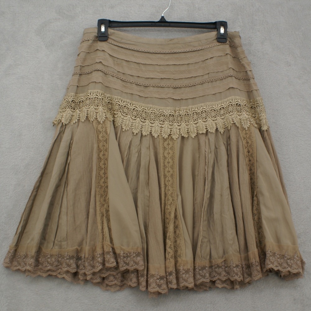 Lucky & Coco Skirt Womens 16 Taupe Lace Tiered Boho Midi Cottagecore NWT 23872